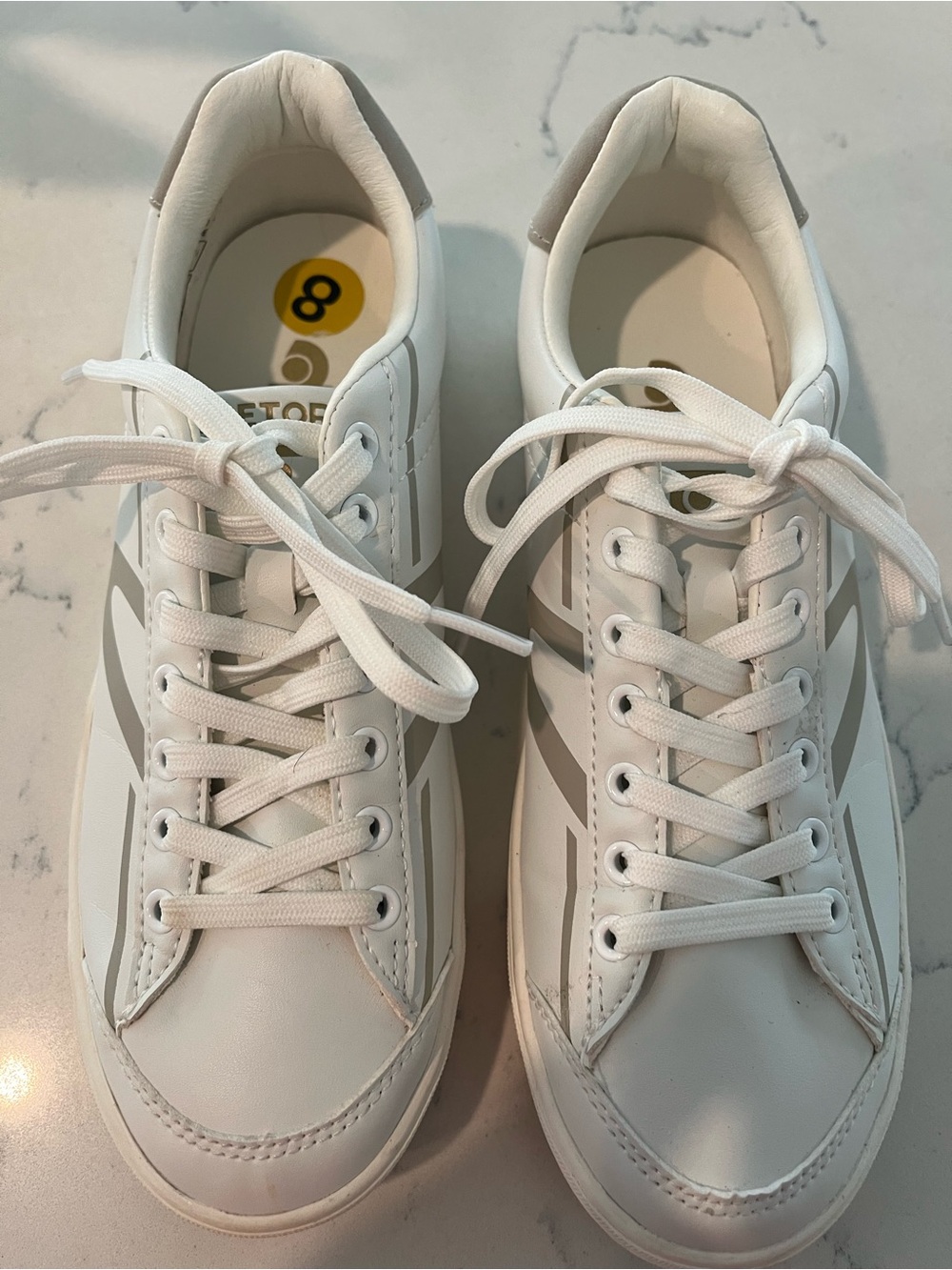 Men's White Low-Top Lace-Up Sneakers with Gray Accent
